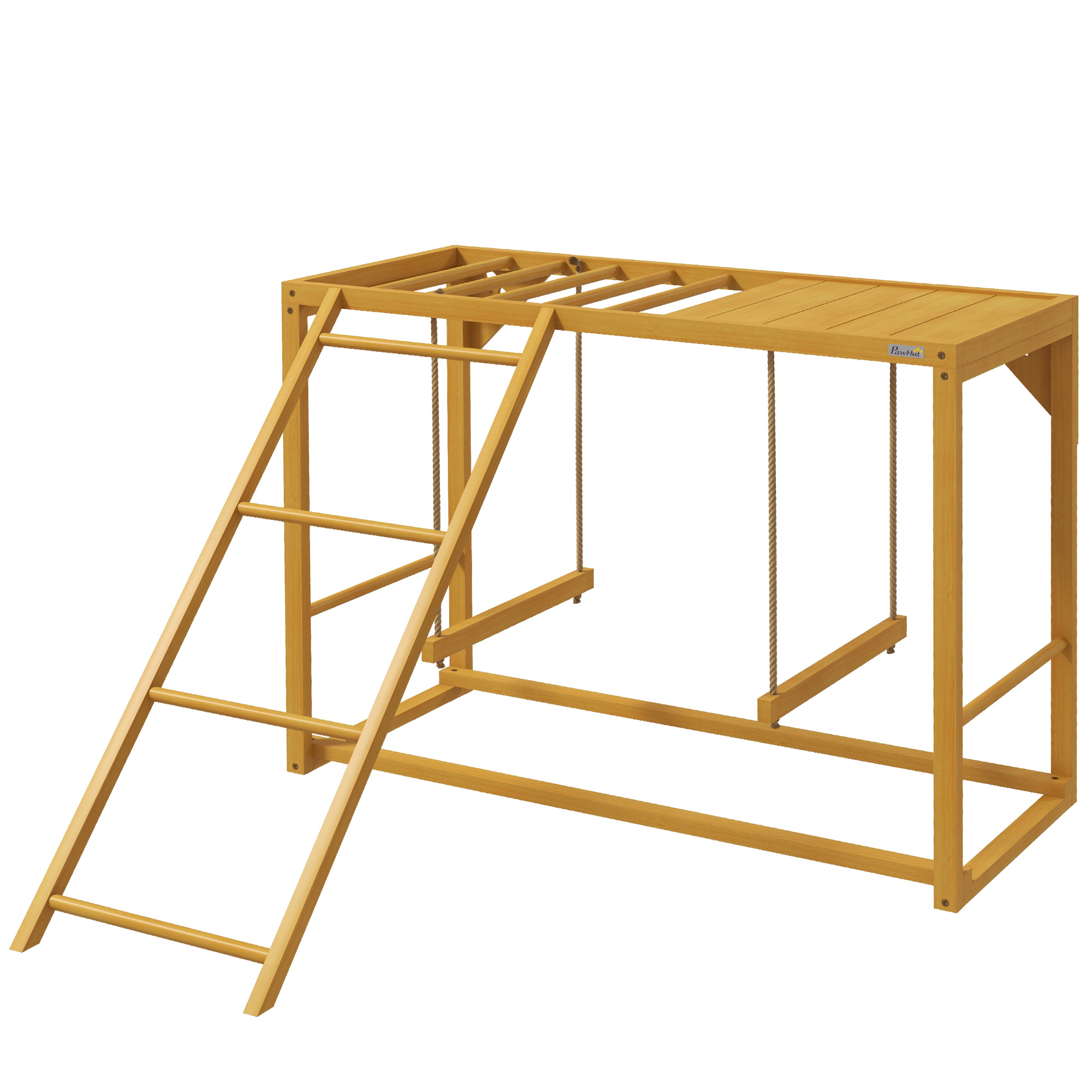 PawHut Hühner-Spielgerüst mit Schaukeln und Leiter, für 3-4 Hühner, Hühner-Klettergerüst aus Holz