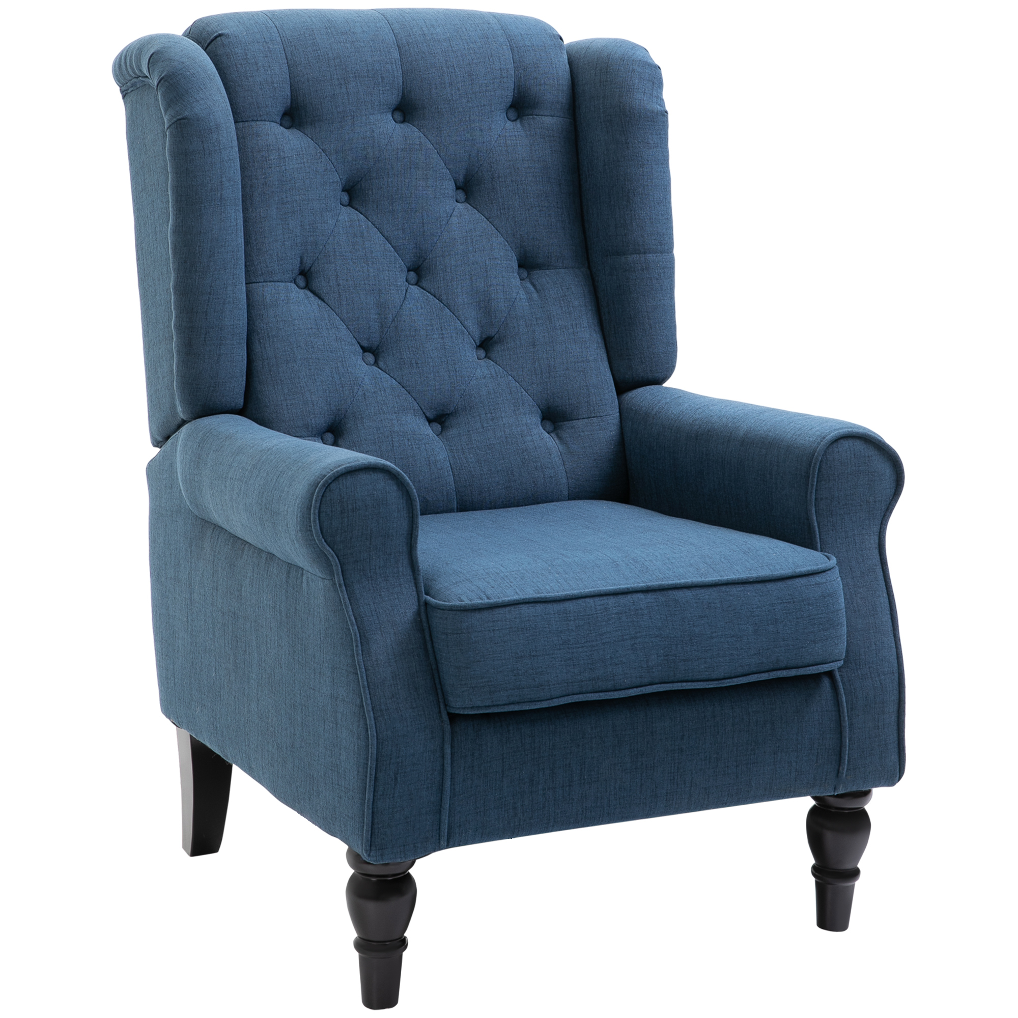 HOMCOM Elegante Oorfauteuil, Dik Gepolsterd, Afneembare Hoes, 74 x 86 x 102 cm, Blauw