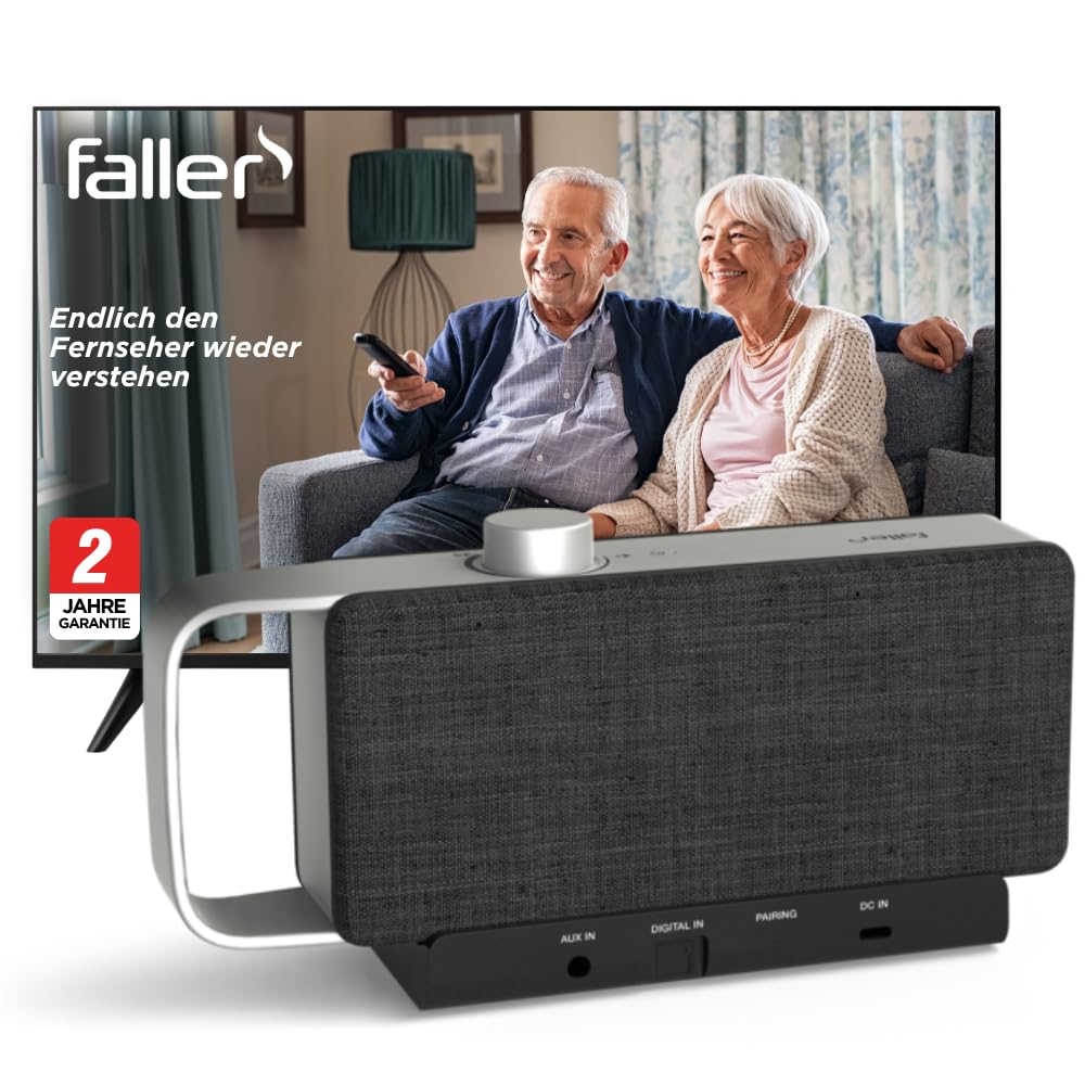 Faller Oskar TV Lautsprecher für Senioren Sprachverstärker Hörverstärker Kabellos Soundbar Einfache Bedienung