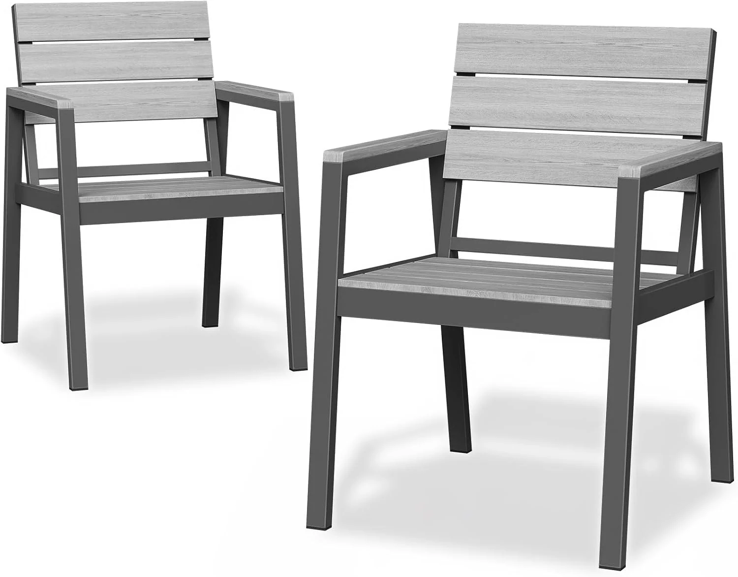 JUMMICO Aluminium Gartenstuhl (2er Set) in Holzoptik für den Außenbereich, maximale Belastbarkeit 160 kg, geeignet für Garten, rostfrei
