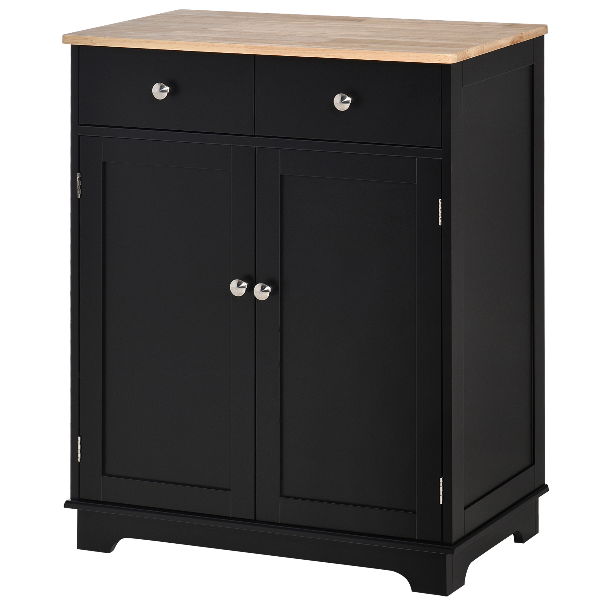 HOMCOM Aufbewahrungsschrank für Wohnzimmer mit Schränken, 2 Schubladen und verstellbaren Regalen, 68x40,3x85cm, Schwarz und Naturholz