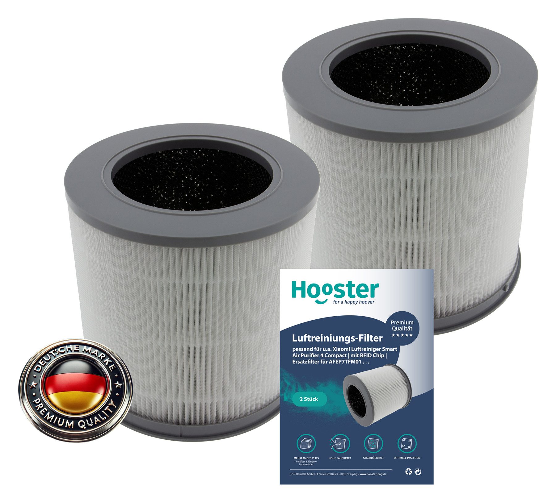 Luftfilter 2er-SET HEPA Filter kompatibel mit Xiaomi Smart Air Purifier 4 COMPACT