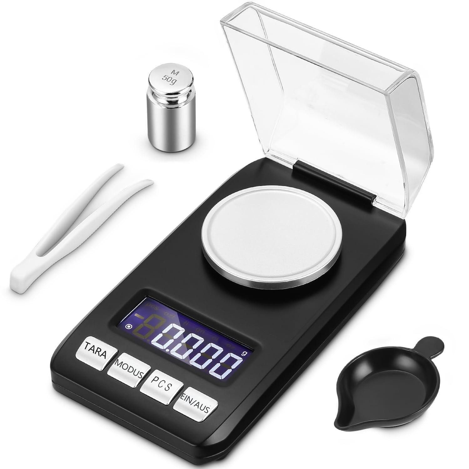 Feinwaage Küchenwaage Milligrammwaage, Elektronische Waage LCD-Display, Schwarz