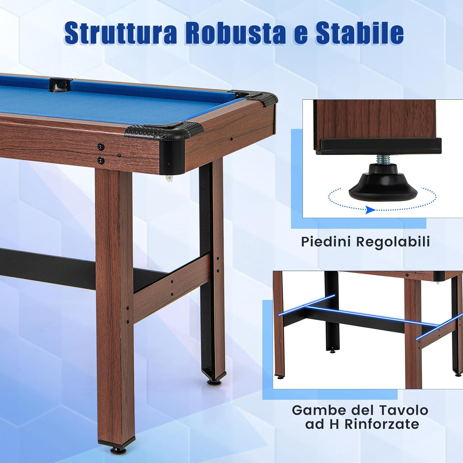 COSTWAY Tavolo da Biliardo, Tavolo da Gioco Biliardo in Legno con Set di Palline 2 Steccette 2 Gessi Triangolo Spazzola, Mini Tavolo da Biliardo per Sala Giochi bar Palestra, 122x61x76 cm