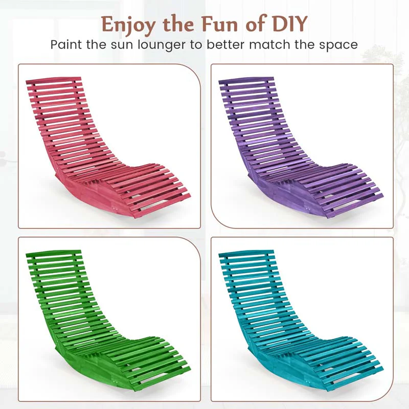 Eletriclife Outdoor Acacia Wood Rocking Chair with Widened Slatted Seat and High Back