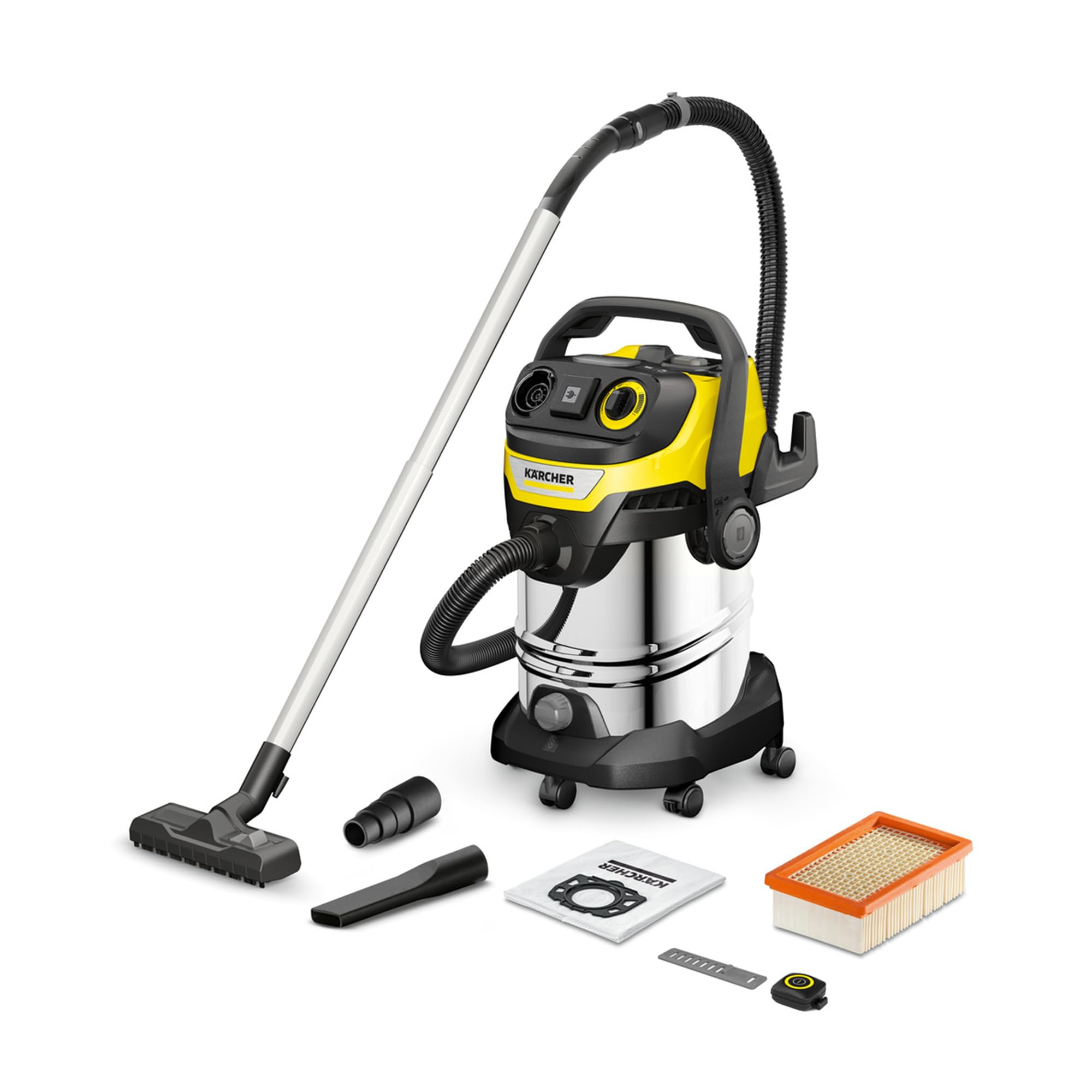 Nass- und Trockensauger WD 7 Control P S 30/6/35/T mit 1400 W, 30 l Edelstahlbehälter, FILT!elligence Filterkontrolle, Fernbedienung und Blasfunktion