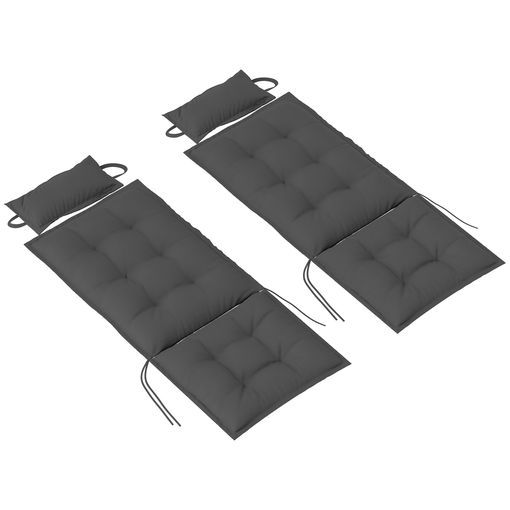 Outsunny 2er Set Auflage für Sonnenliege Wasserabweisend Liegenauflage für Gartenliege Polsterauflage 50x116x5 cm, Dunkelgrau