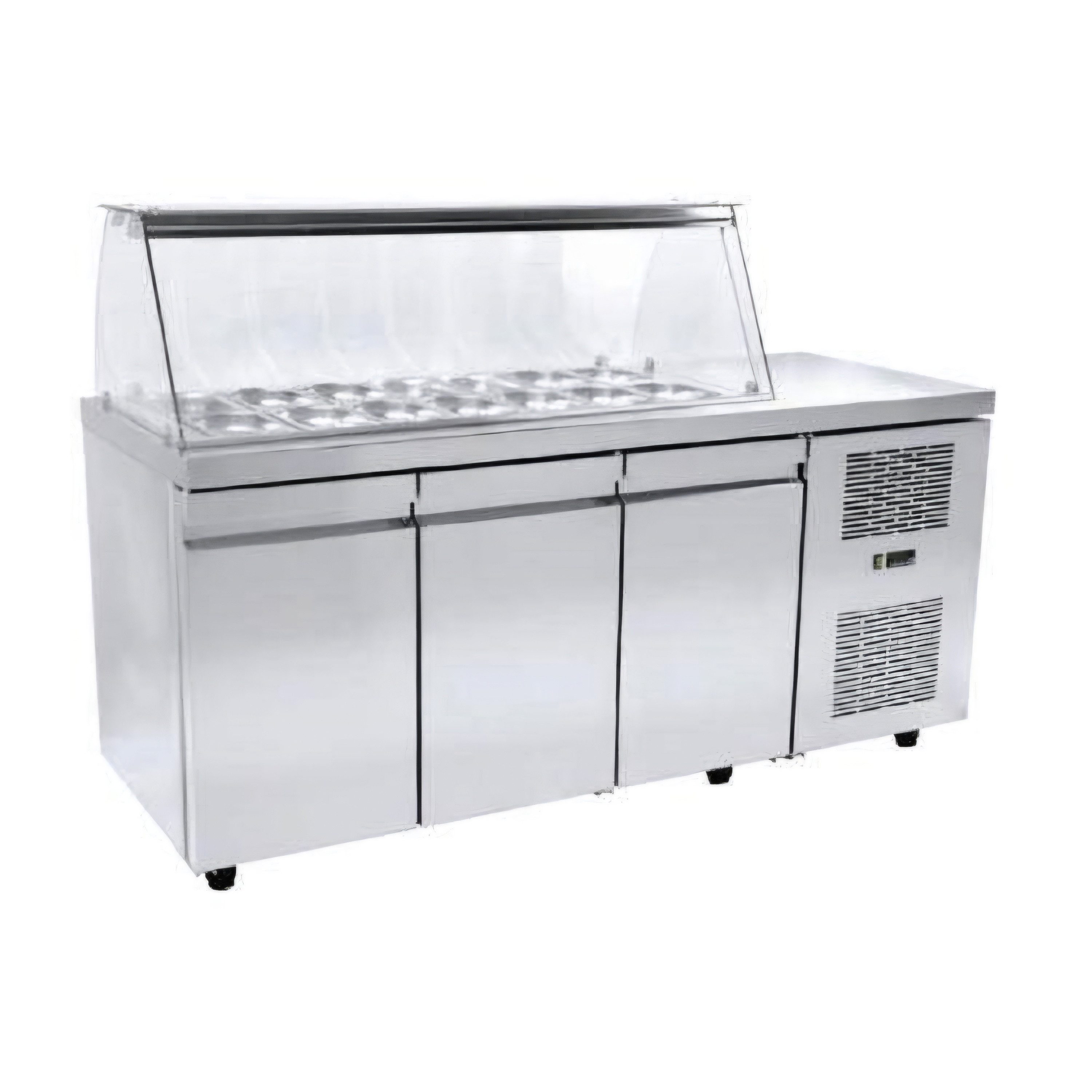 Dönergrill Salattheke mit Kassentisch – Kühltheke Arbeitsfläche 188 x 70 x 125 cm