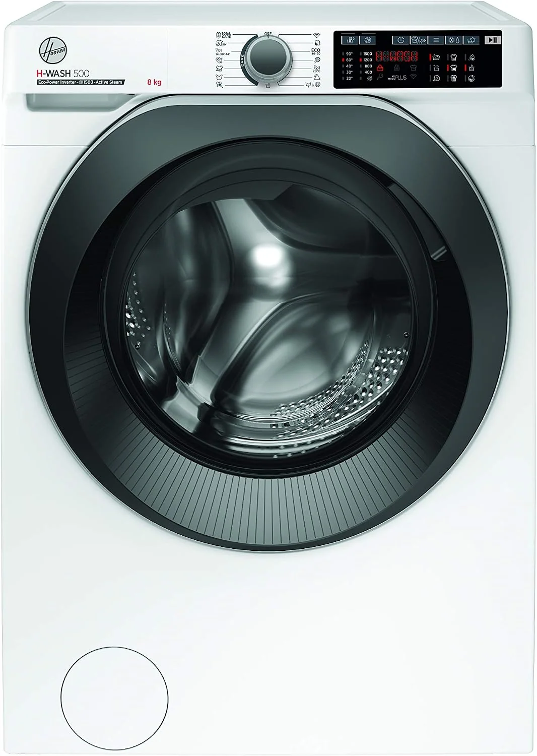 Hoover Waschmaschine, 8 kg, Weiß/Schwarz, H-WASH 500 HWQ 58AMBS / / 1500 U/Min. / Eco-Power Inverter