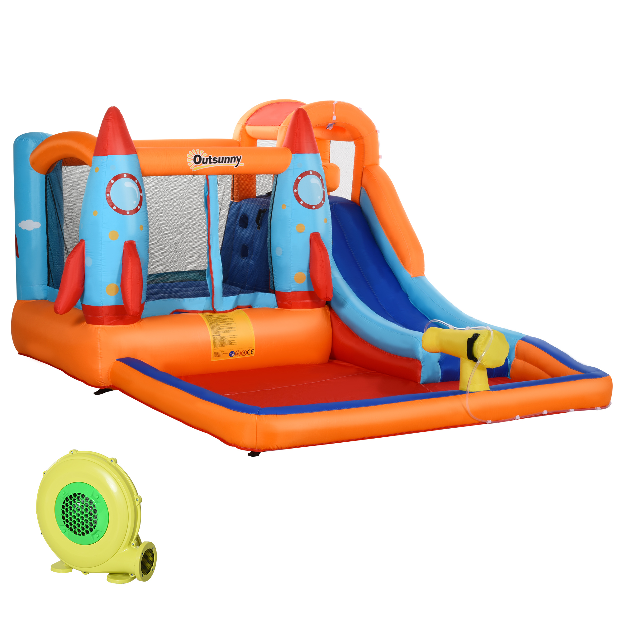 Opblaasbaar Springkasteel met Blower voor 4 Kinderen Raketpatroon