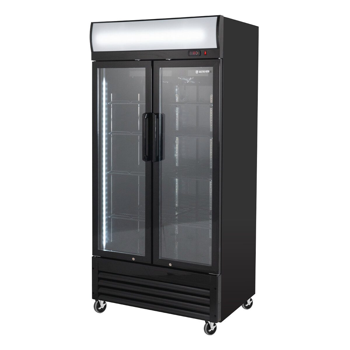 Getränkekühlschrank Getränkekühlschrank 630 - Leuchtaufsatz, 2 Türen, schwarz, LED