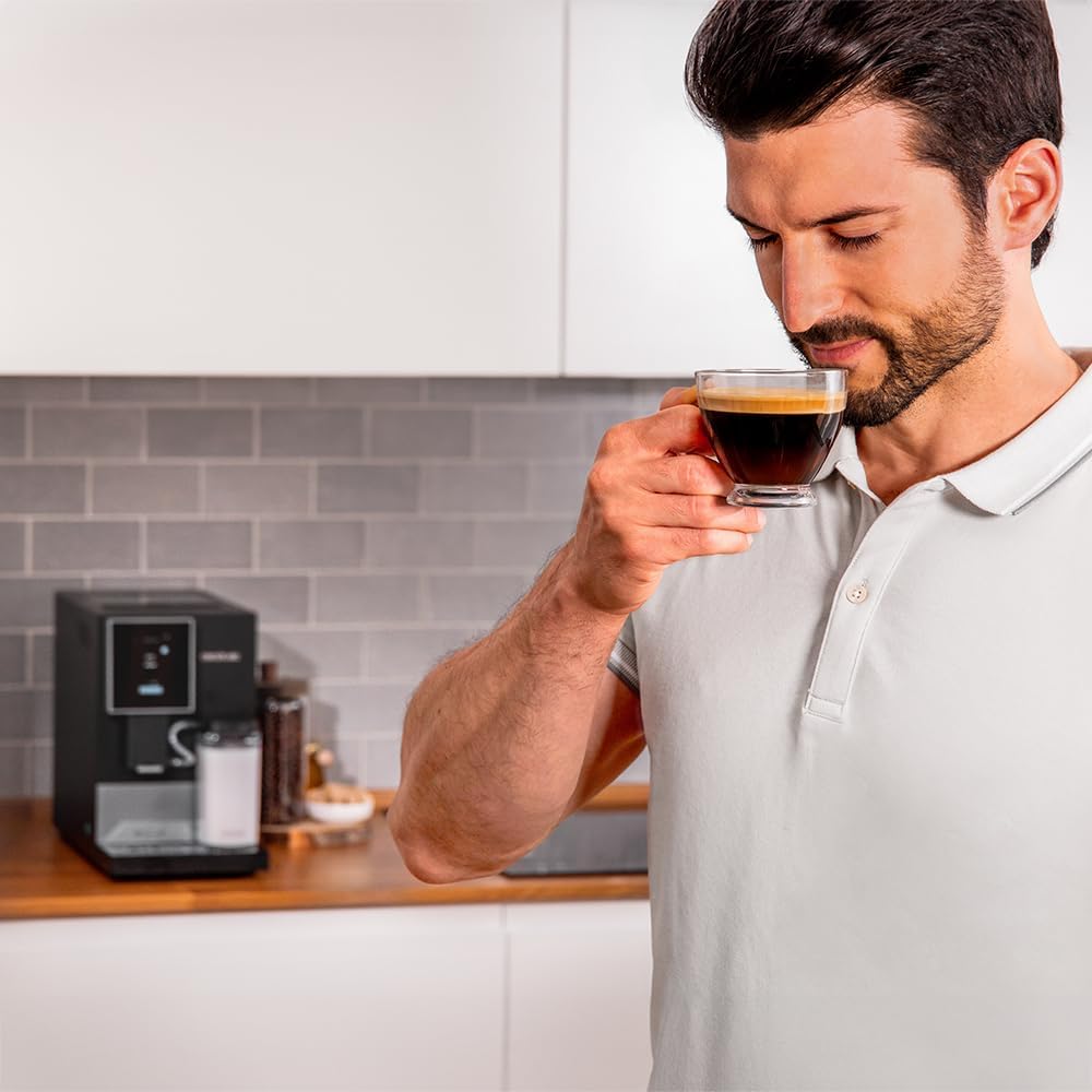 Cecotec Kompakte Superautomatische Kaffeemaschine mit Wifi Cremmaet Compactccino Connected Black Rose. 1350W, 19 Bar, TFT-Bildschirm und APP, Mahlwerk, Milchtank 400 ml und 1 Liter Wasser