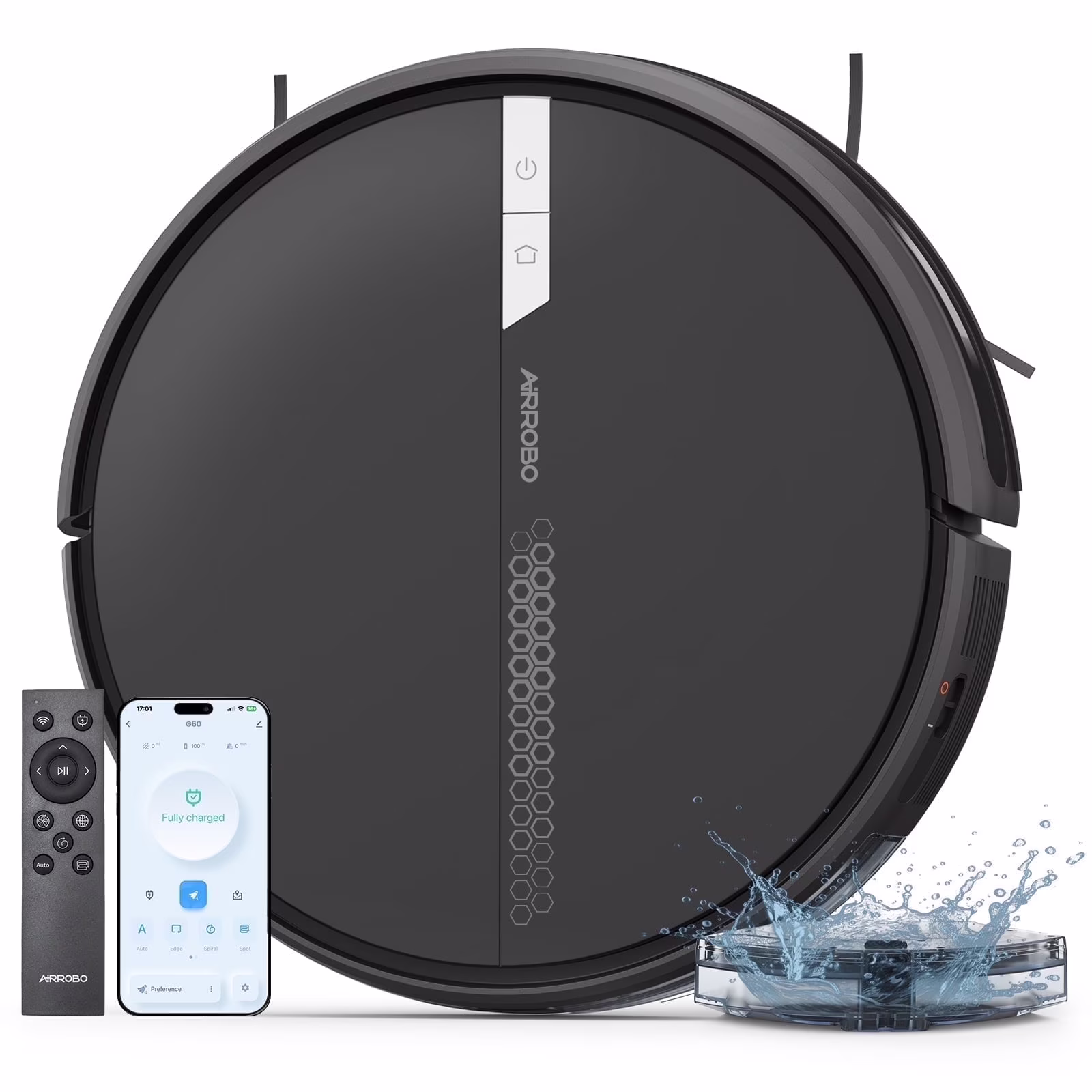 AIRROBO G60 3 in 1 Robot Vacuum and Mop Combo with Smart App&Voice Control,2 in 1 Tank for pet hair