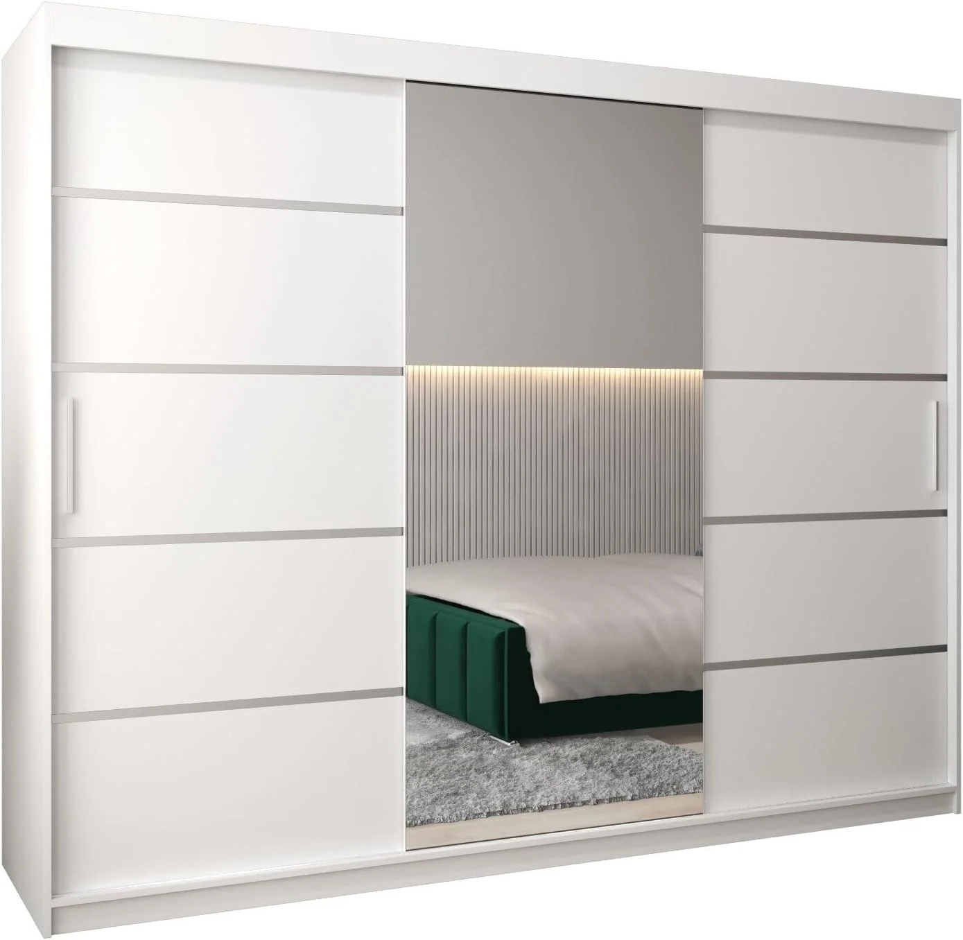 Kleiderschrank MEBLE KRYSPOL, Schwarz, mit Spiegel Verona 2 - Garderobenschrank - Schrank
