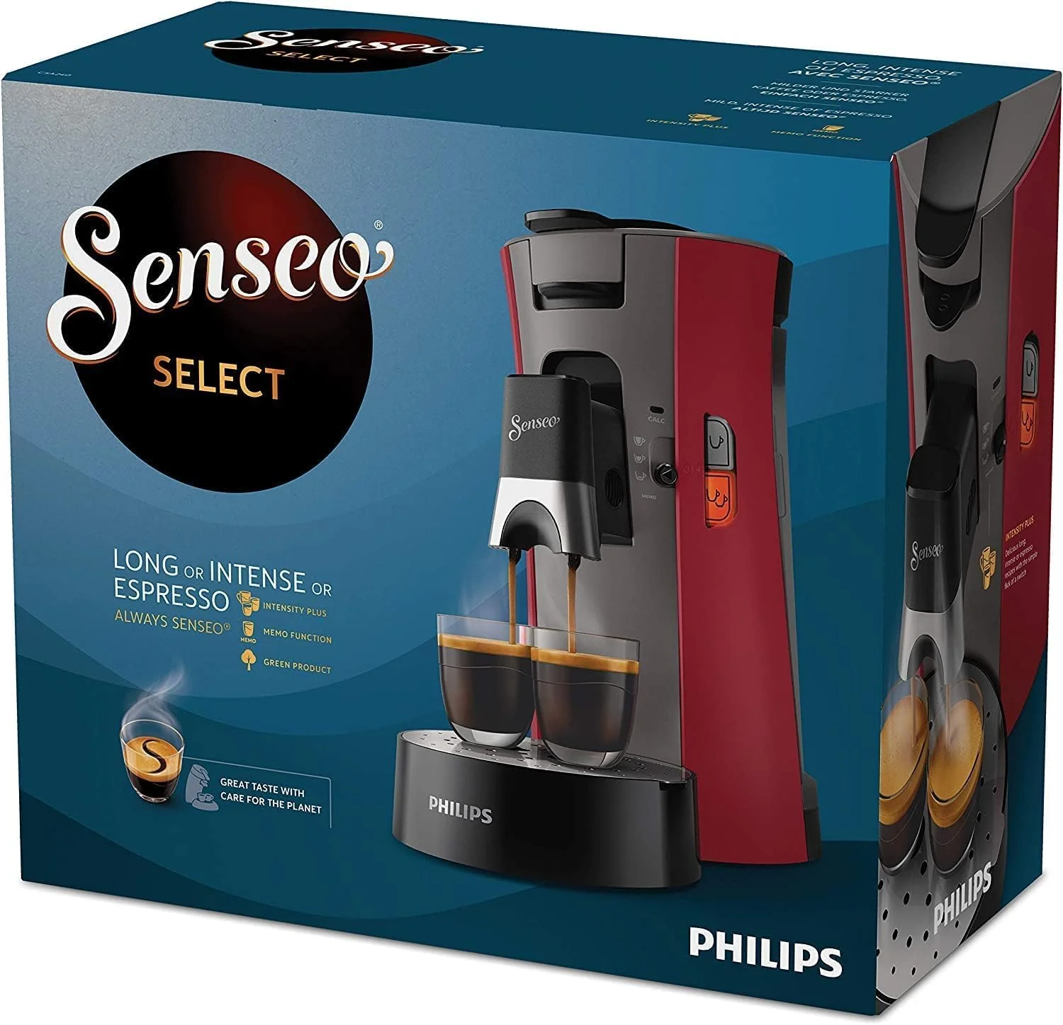 Philips Senseo Select CSA240/20 Koffiepadapparaat (koffiesterktekeuze Plus, memo-functie, van gerecycled plastic), Zwart Eco