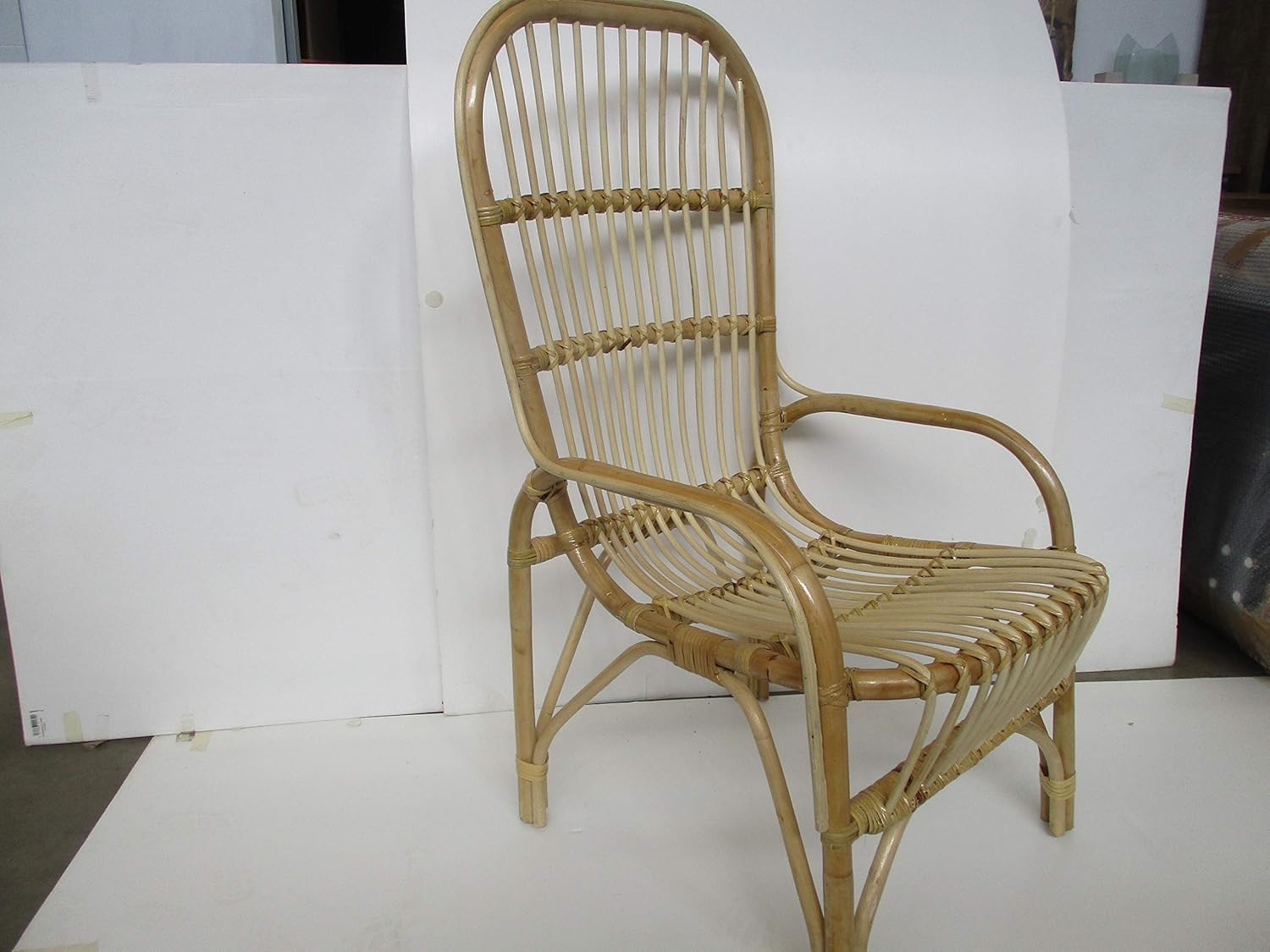 Rattan Wicker Armchair Natural 56 x 63 cm Backrest 110 cm H Garden and Home Seating 45 cm Living Room