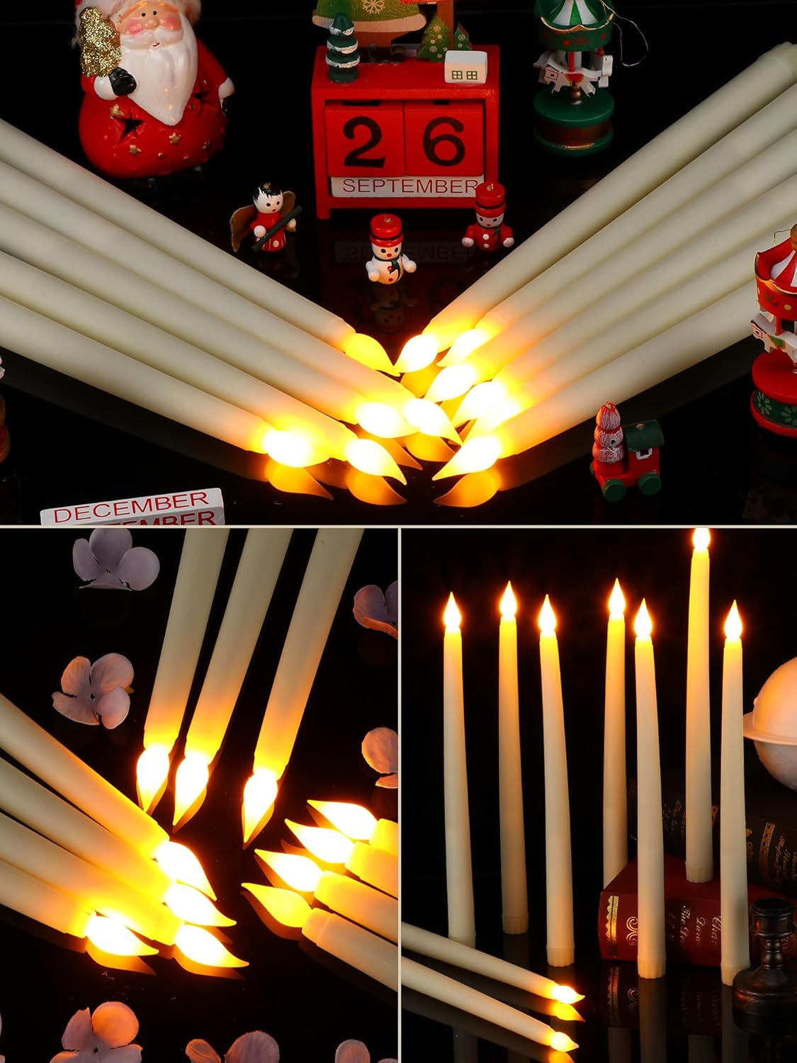 Treela 72 Stück flammenlose LED-Kerzen, batteriebetrieben, 27.9 cm, flackernde LED-Kerzen mit warmem Licht für Valentinstag, Hochzeit, Party, Weihnachten, Batterie nicht im Lieferumfang enthalten