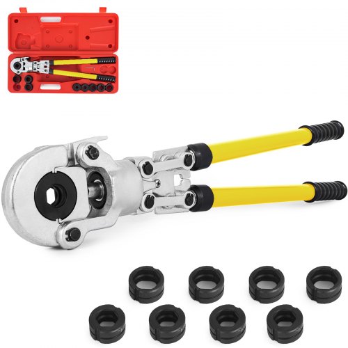 VEVOR Presszange  V12, V15, V22, V28, TH16, TH20, TH26, TH32 mm, Crimpzange Presszange mit um 360° Drehbarem Kopf und Ergonomischem Gummigriff, Rohrpresszange Tragbar, Manuelle Kabelschuhzange