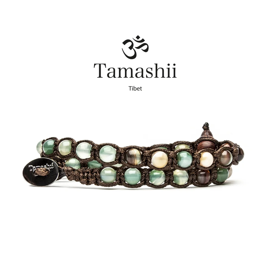 Bracciale Tamashii a due giri in agata muschiata BHS600-162
