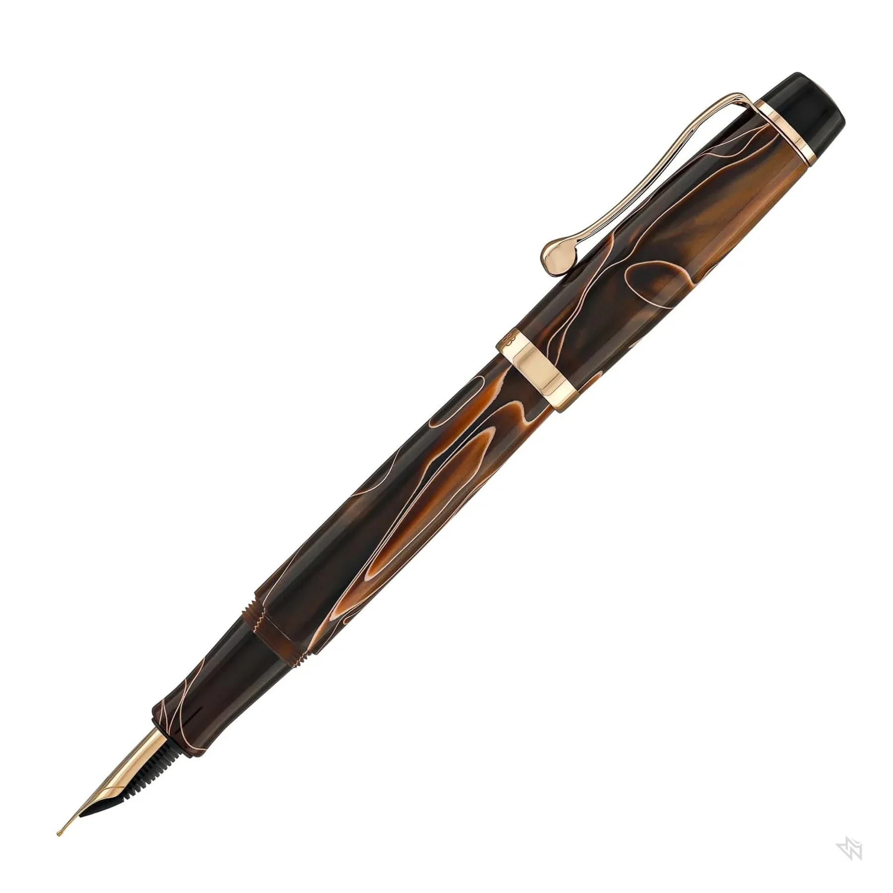 Opus 88 Harmony Eyedropper Fountain Pen - Brown with Rose Gold Trim