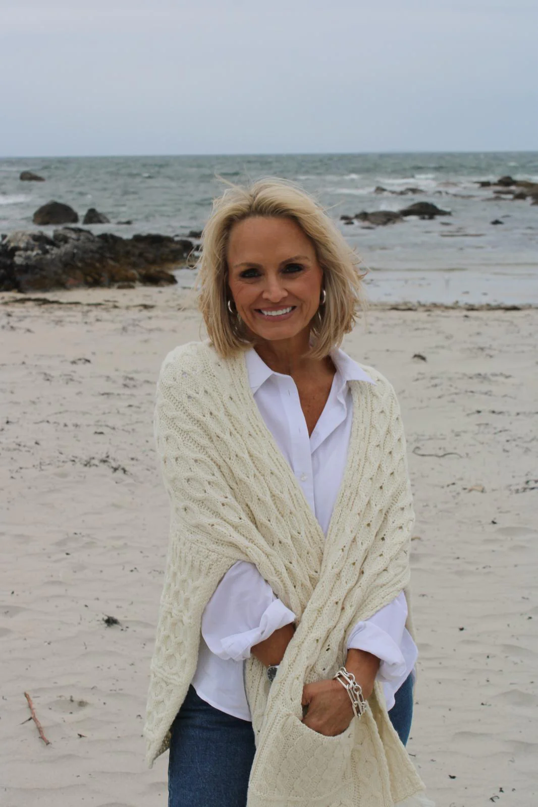 Wrap with Pockets , Natural