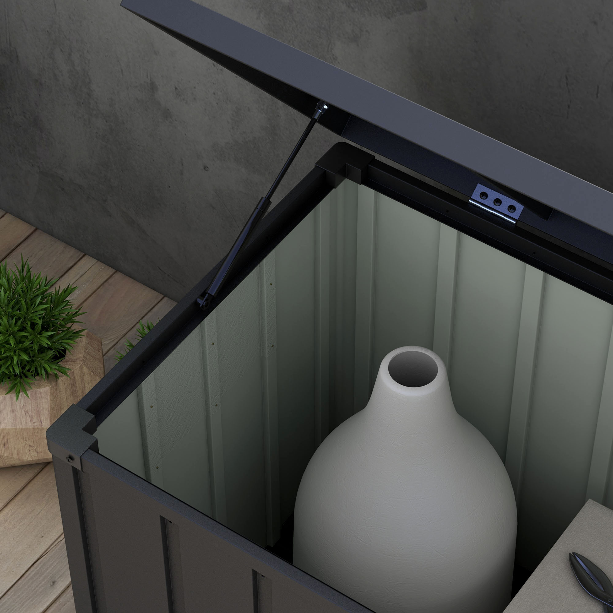 Outsunny Opbergbox, Tuinkist, 450L opbergruimte, 2 wielen, stalen frame, 125x61x70 cm, Donkergrijs