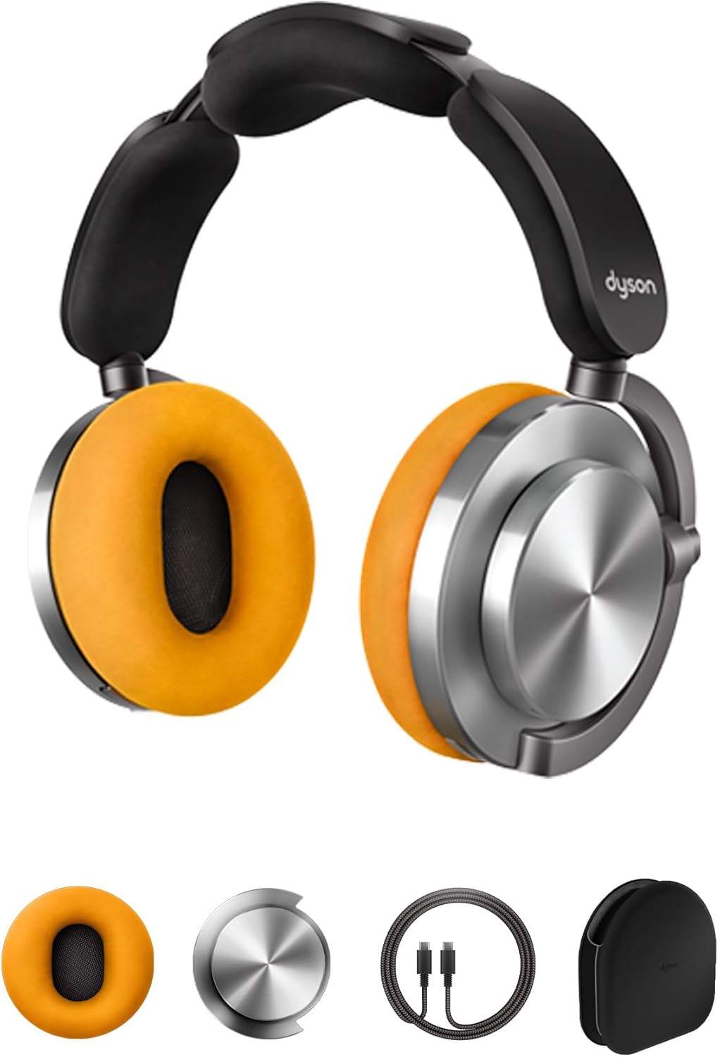 Ontrac Cuffie wireless con cancellazione attiva del rumore–55 ore di autonomia–Bluetooth 5.0–Ricarica rapida in 10 min–6 Hz a 21kHz–custodia protettiva e cavo–personalizzabile (Alluminio/Giallo)