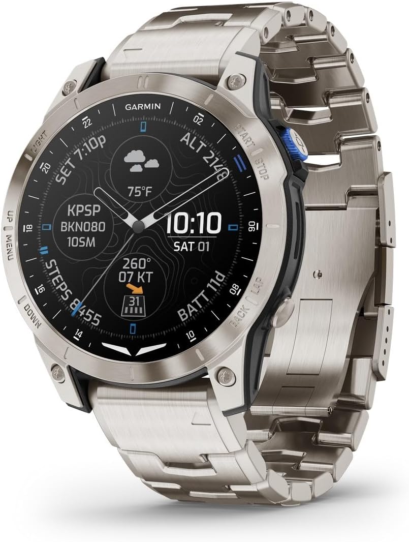 D2 Mach 1 Aviator Smartwatch with Vented Titanium Bracelet Bracciale Titanio E Silicone