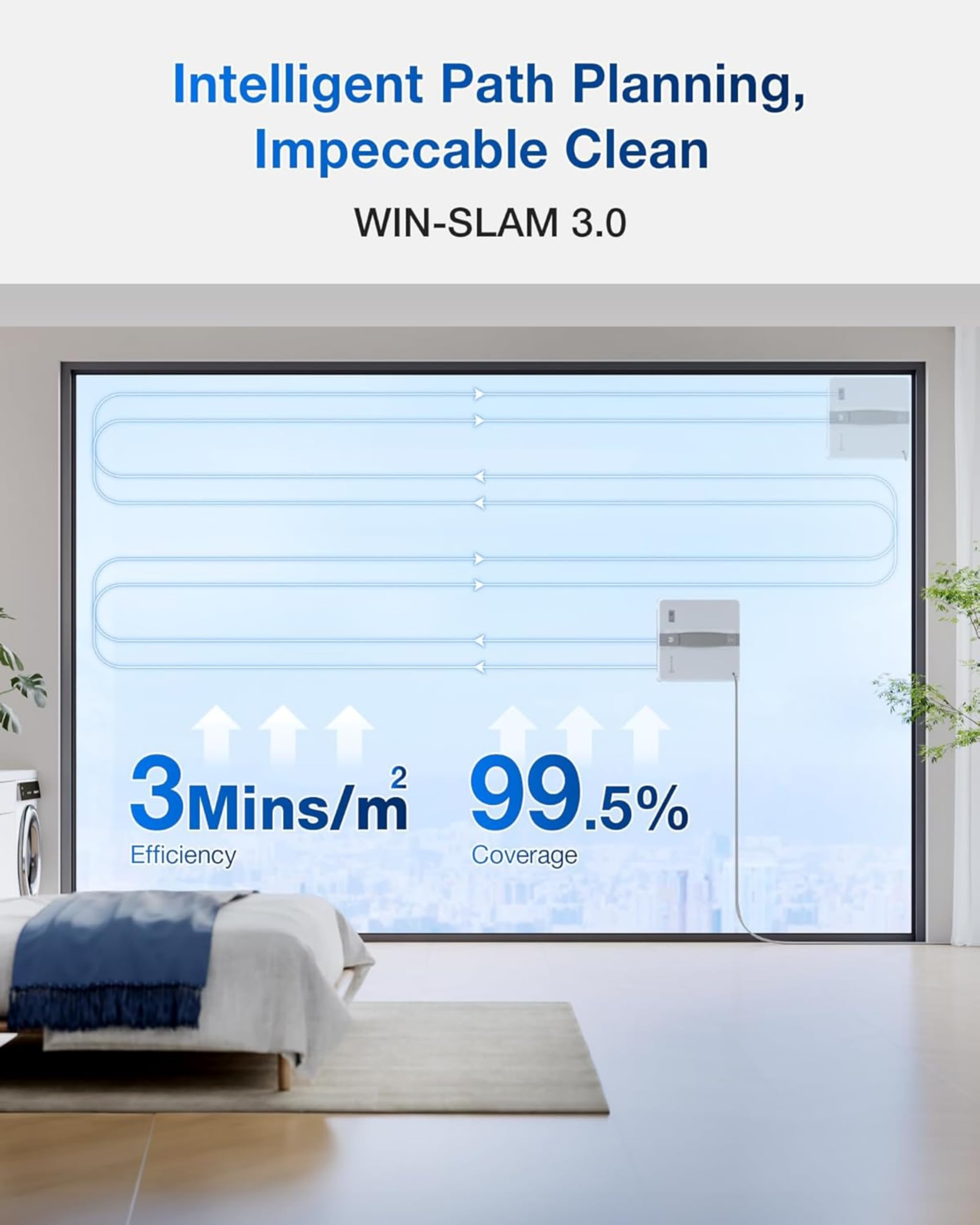 Fensterputzroboter WINBOT MINI für kleine Fenster, grau, mit App-Steuerung und Ultraschall-Wassersprüh-System