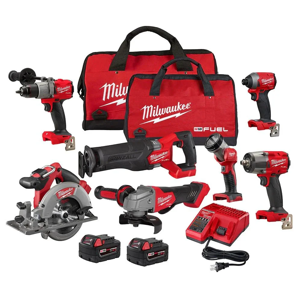 FUEL Lithium-Ion Brushless Cordless 7 Tool Combo Kit 5.0 Ah 18V M18