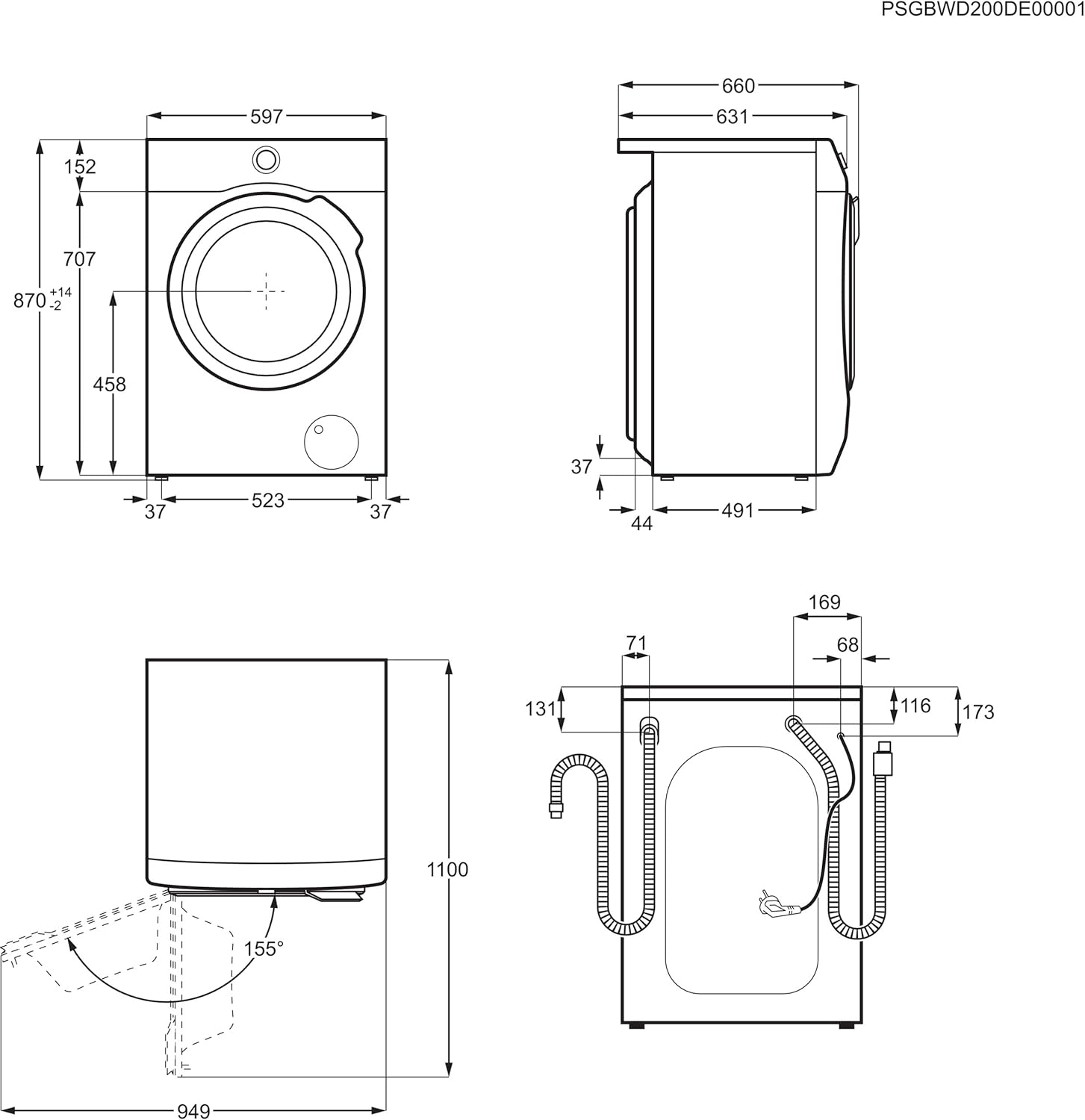AEG L7WBA60680 Waschtrockner / DualSense - schonende Pflege / 8 kg Waschen / 5 kg Trocknen / D / energiesparend / Mengenautomatik / Nachlegefunktion / ProSteam - Auffrischfunktion / 1600 U/min