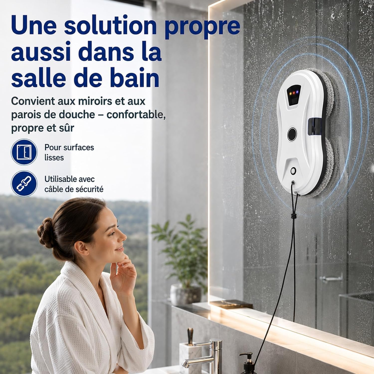 Fensterputzroboter Osmo RoboClean mit starker Saugkraft, Kantenerkennung und 3 Reinigungsmodi, automatischer Fensterreiniger mit Wassersprühen