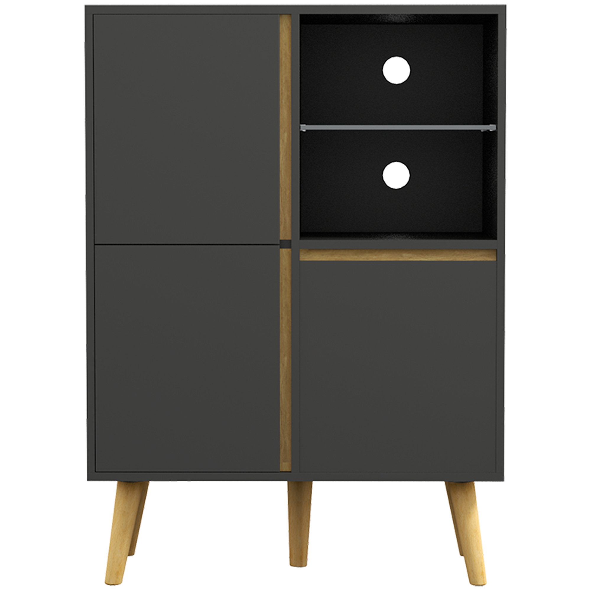 HOMCOM Modernes Design, verstellbare Regale und massive Holzfüße 70 x 40 x 96,1 cm dunkelgrau