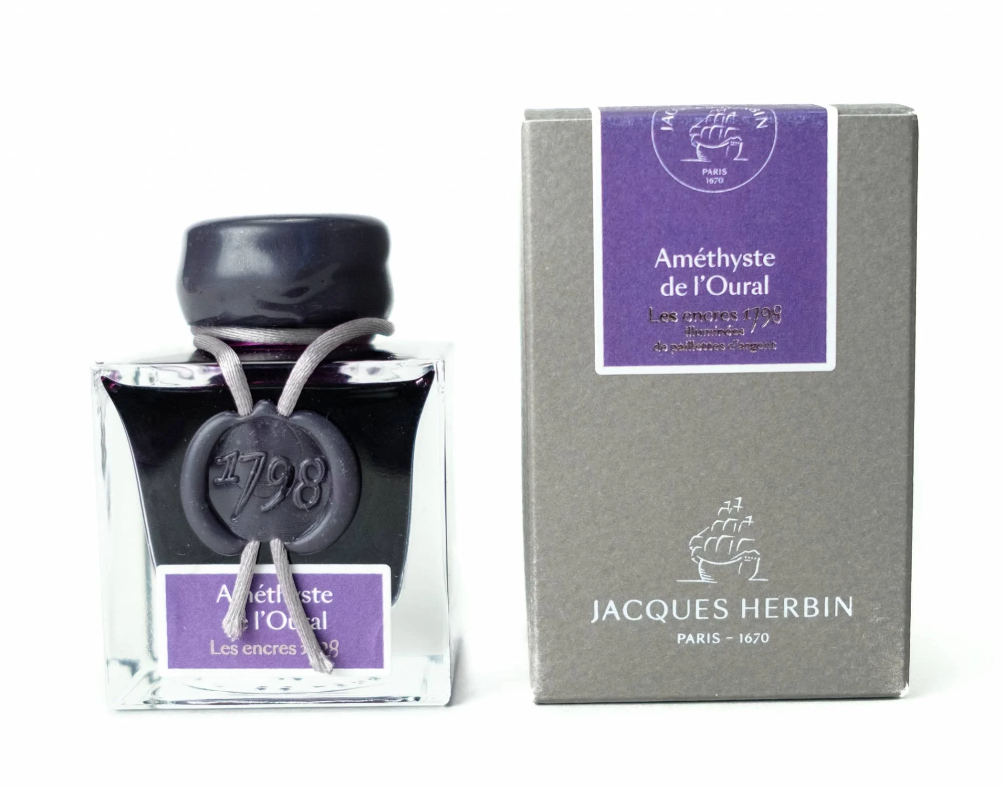 J Herbin 1798 Ink with Silver Shimmer - Amethyste de L'Oural (Amethyst of the Ural Mountains)
