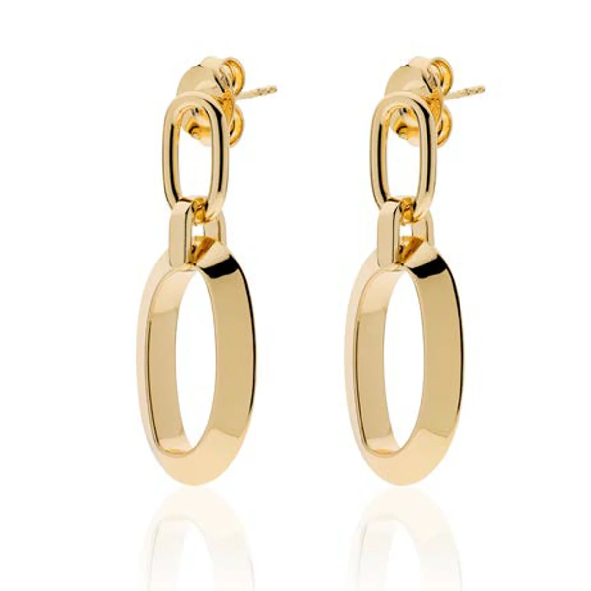 Orecchini Unoaerre 2148 maglia ovale sezione triangolare dorata