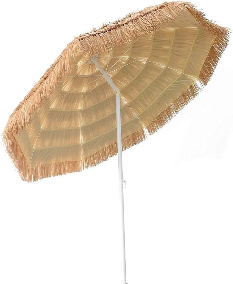 Hawaiischer Strohschirm für den Außenbereich, Strandschirm, Terrasse, Gartenschirm, Sonnenschutz, neigbar, mit Lenkung, Grasrock, Sonnenschirm, Sonnenschutz, Terrassen-Sonnenschutz, UV good