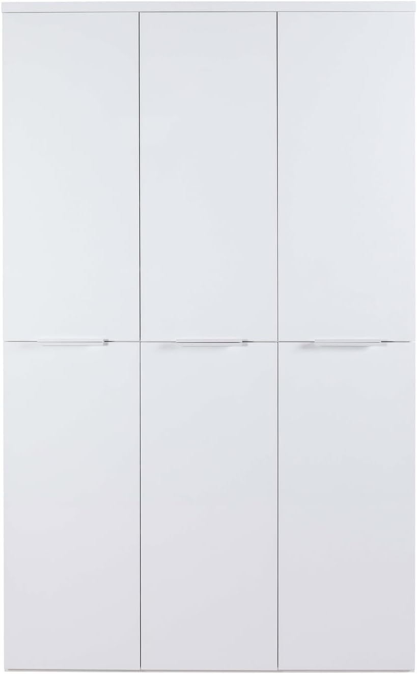 Composad | MUNDI Line Cabinet with 6 Doors, Storage Cabinet, Space-Saving Multipurpose (WxHxD) 120 x 200 x 35 cm, Lacquered White, Made in Italy