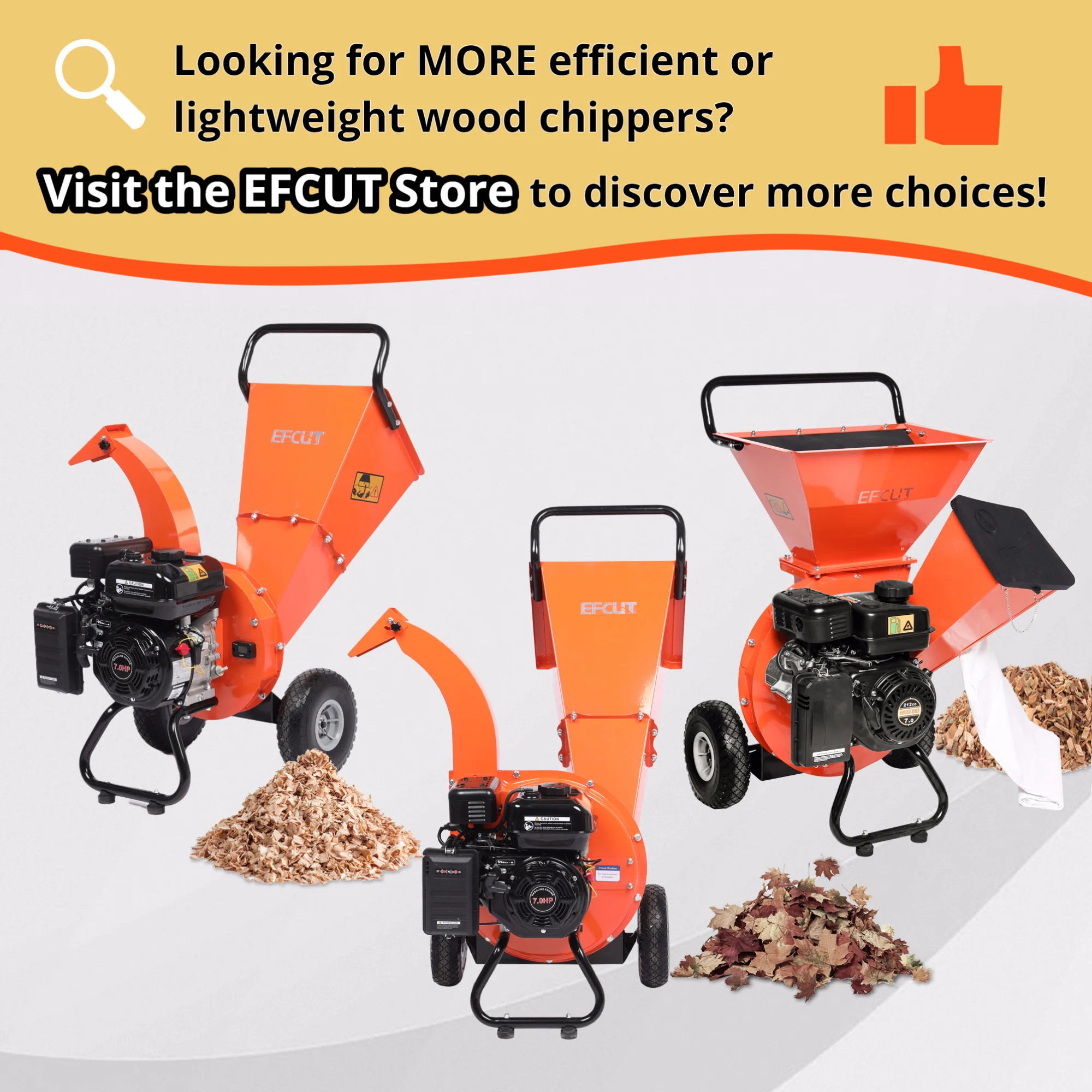EFCUT R30 Houtversnipperaar - Shredder Mulcher, 7PK Benzine, Compact Ontwerp, Max Capaciteit 3 Inch (R0)