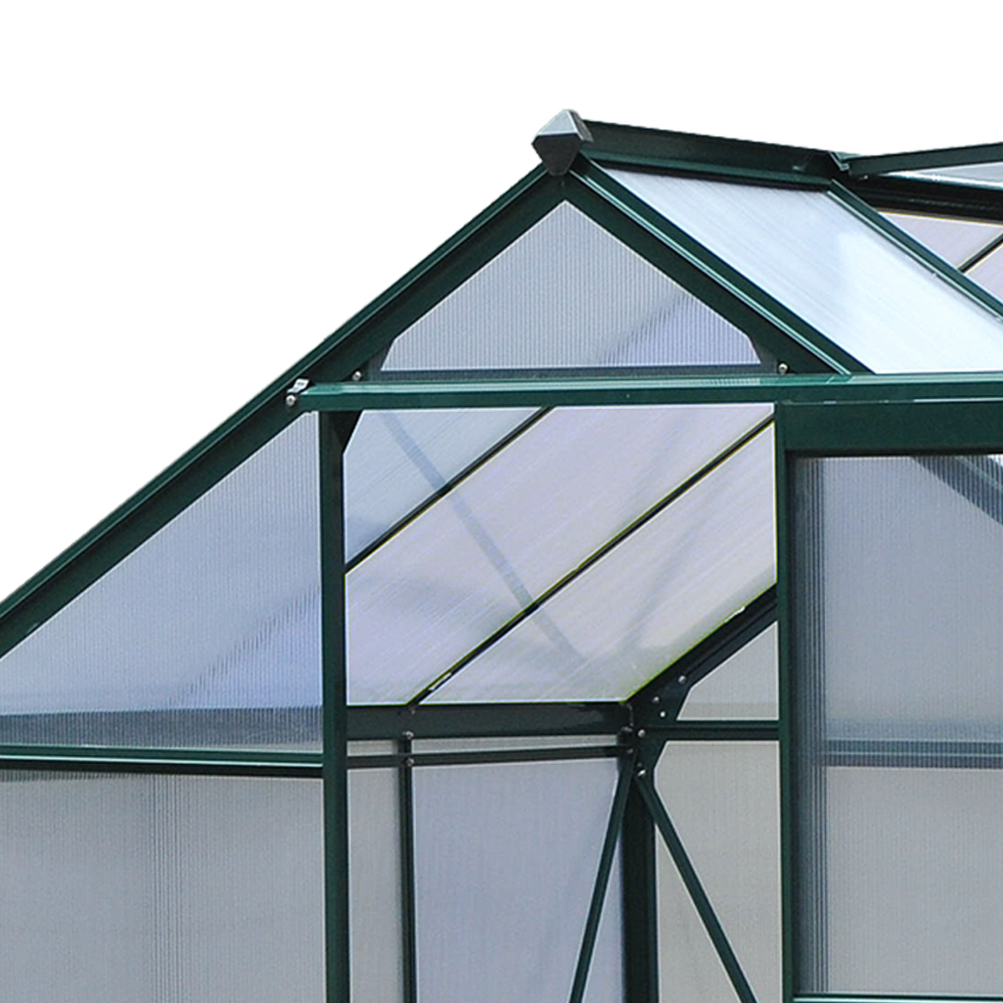 Outsunny aluminium kas met dakraam deur 190 x 192 x 201 cm, groen + transparant