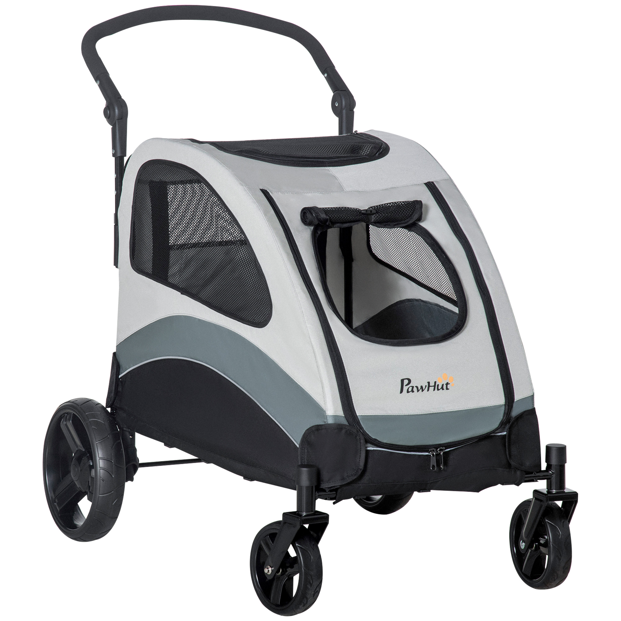 PawHut Hundewagen bis 30kg klappbar 2 Netzfenster 1 Seitentasche Oxfordstoff Stahl Schwarz