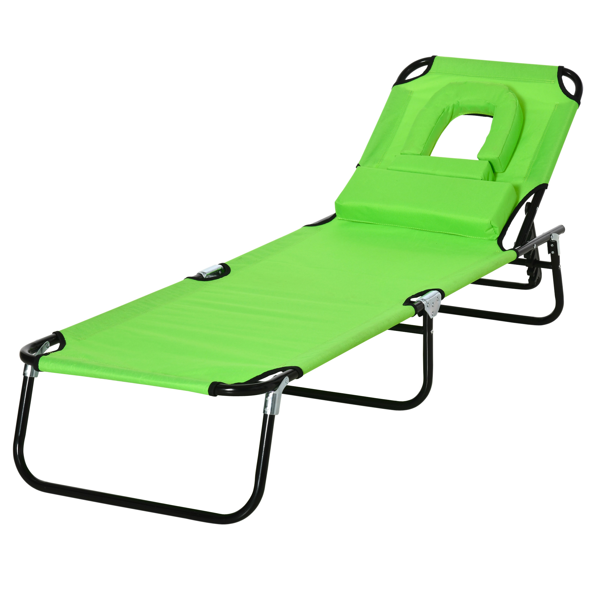Outsunny Garten Sonnenliege klappbarer Liegestuhl für Lesen Grün