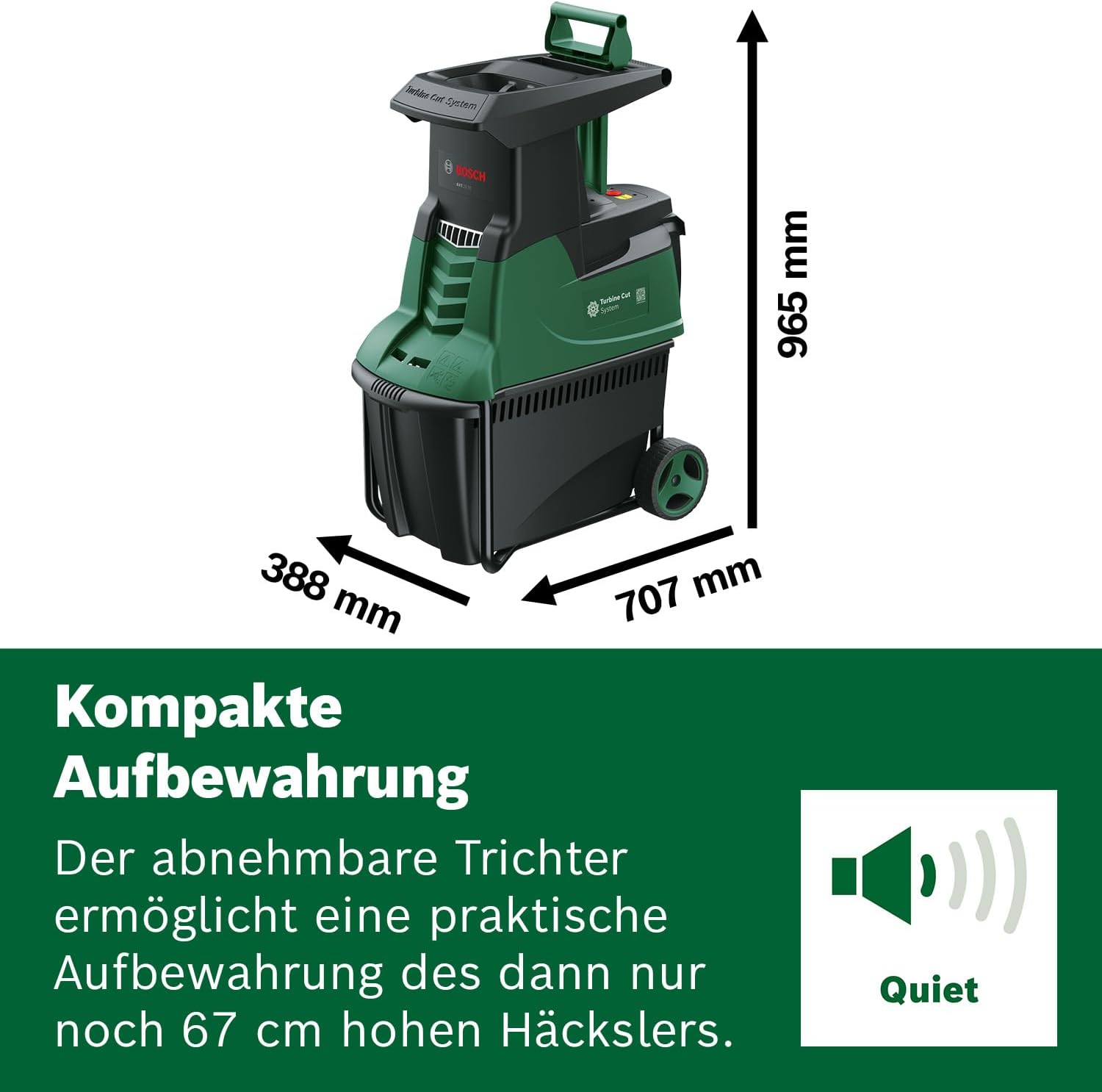 Bosch Turbinenhäcksler AXT 25 TC (2.500 W; geeignet für Holz und harte Gartenabfälle; inklusive Gartenhandschuhe; integrierte Fangbox 53 l; in Karton) – Edition