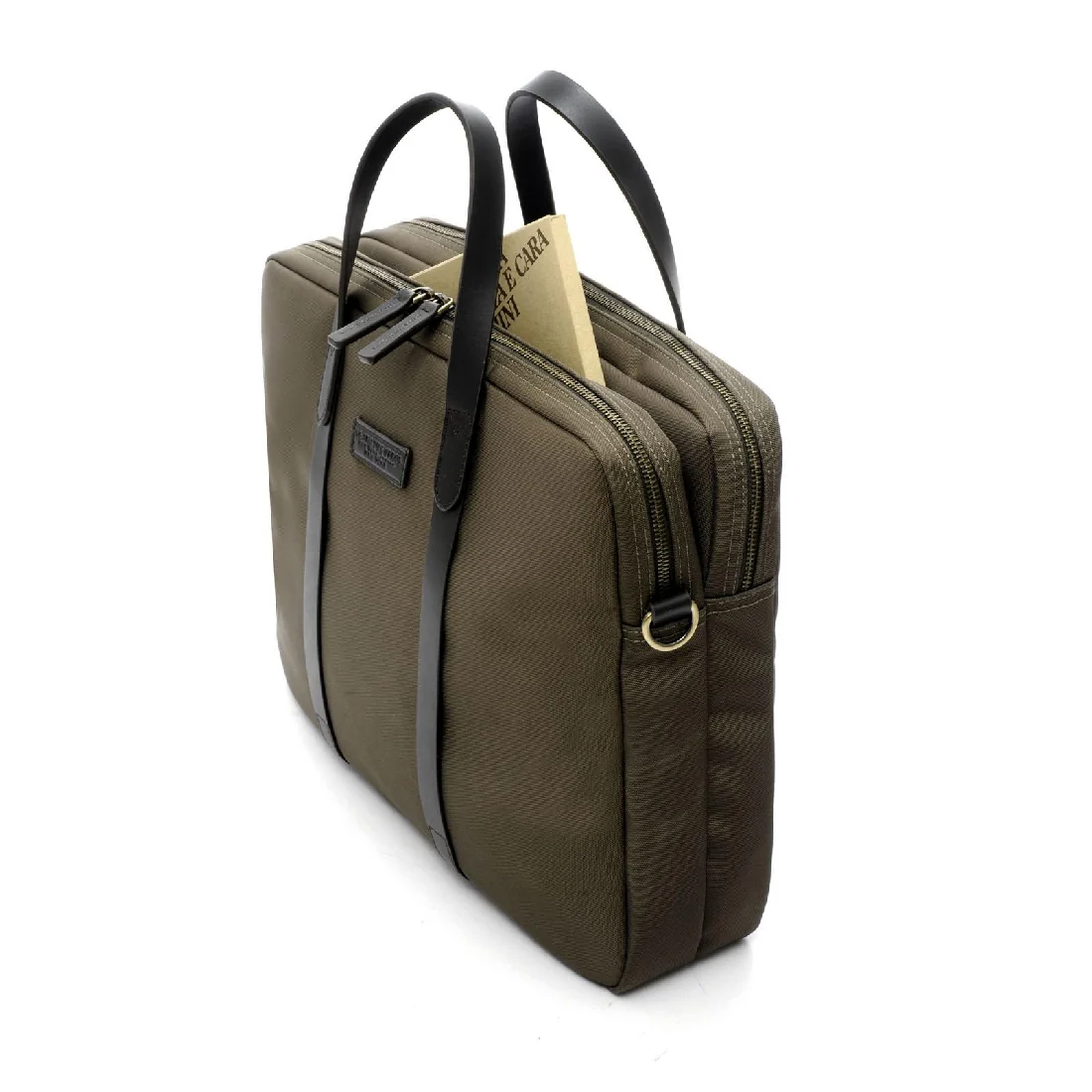 Cartella due zip Spalding & Bros Preston in tessuto verde khaki 309253U365