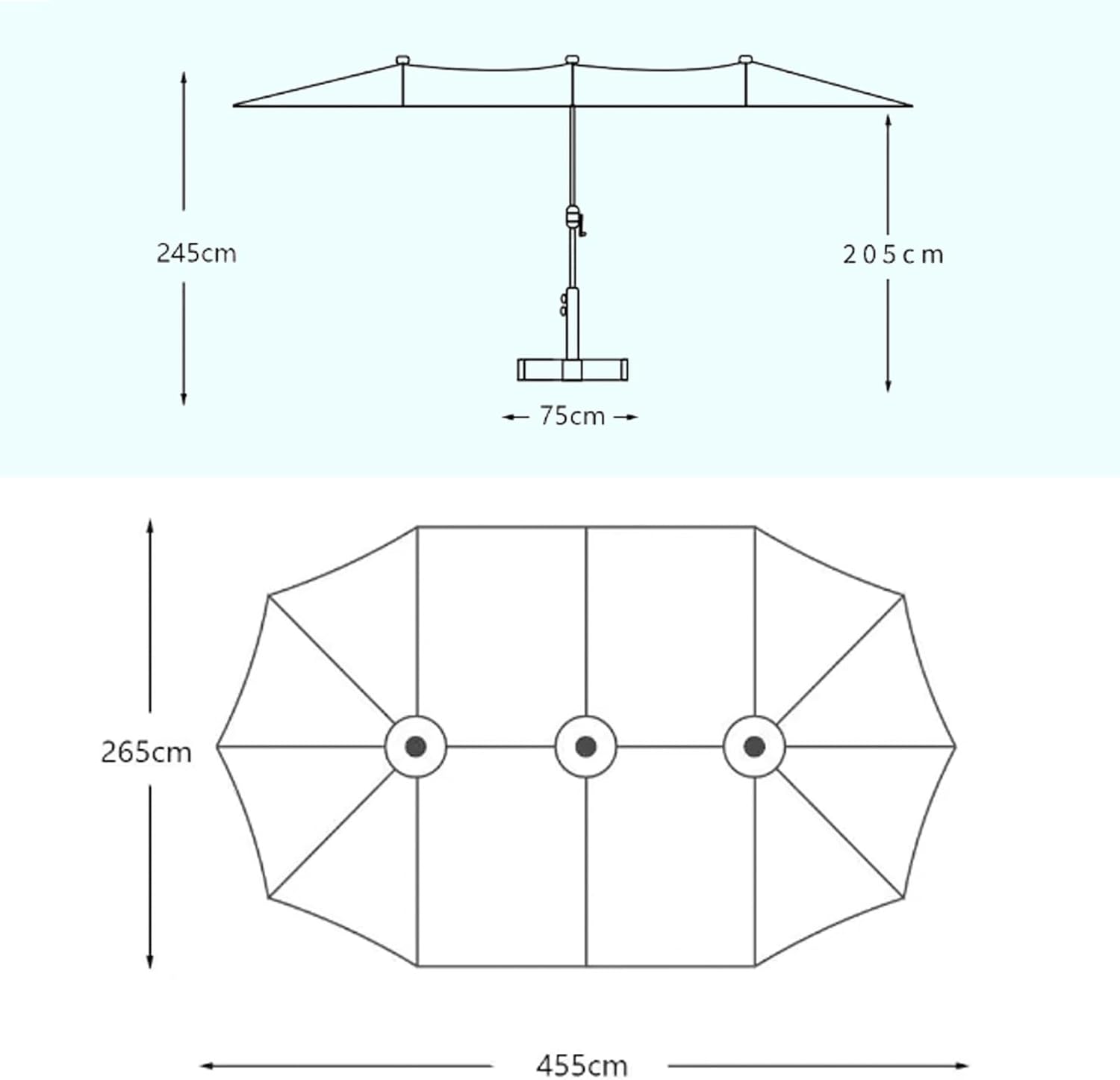 Terrassenschirm Mit Sockel, 15 Fuß Außenschirm, Faltbares Und Tragbares Design, for Strand, Pool, Hinterhof Und Garten(Red,Small Base)