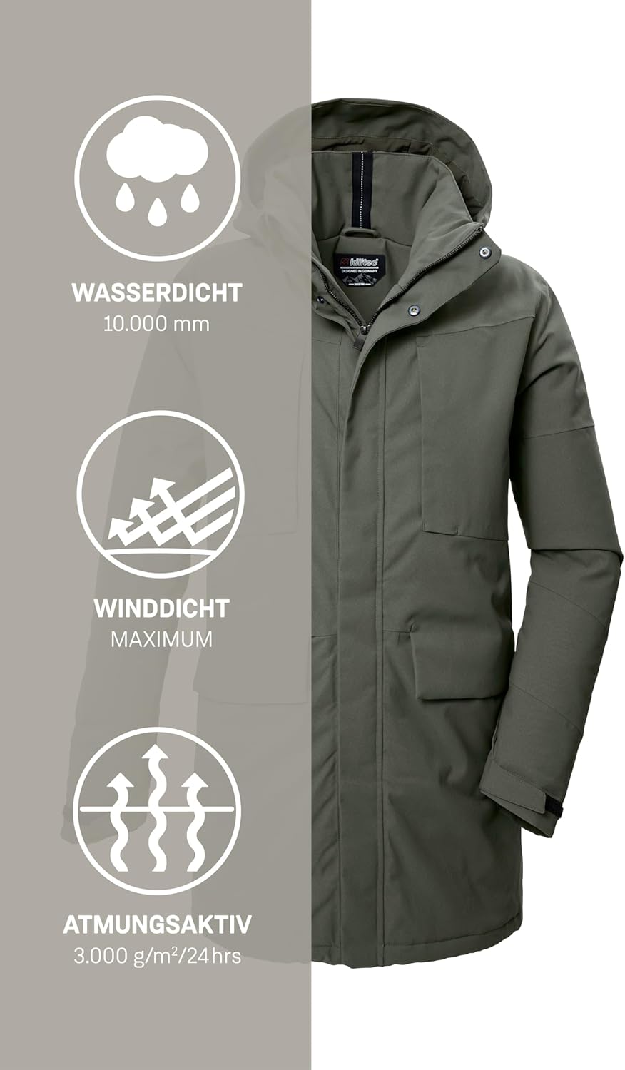 Killtec Herren Kow 80 Mn Prk Funktionsparka/Parka mit abzippbarer Kapuze
