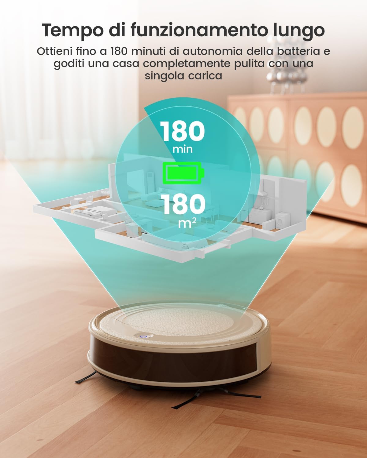 Lefant Robot Aspirapolvere con 2200Pa, Senza Grovigli,7,6cm Ultra Sottile,Autocaricante,Wi-Fi/App/Alexa,120 Minuti,6 Modalit脿 di Pulizia,Ideale per Peli di Animali Domestici,Pavimenti Duri M210-Pro