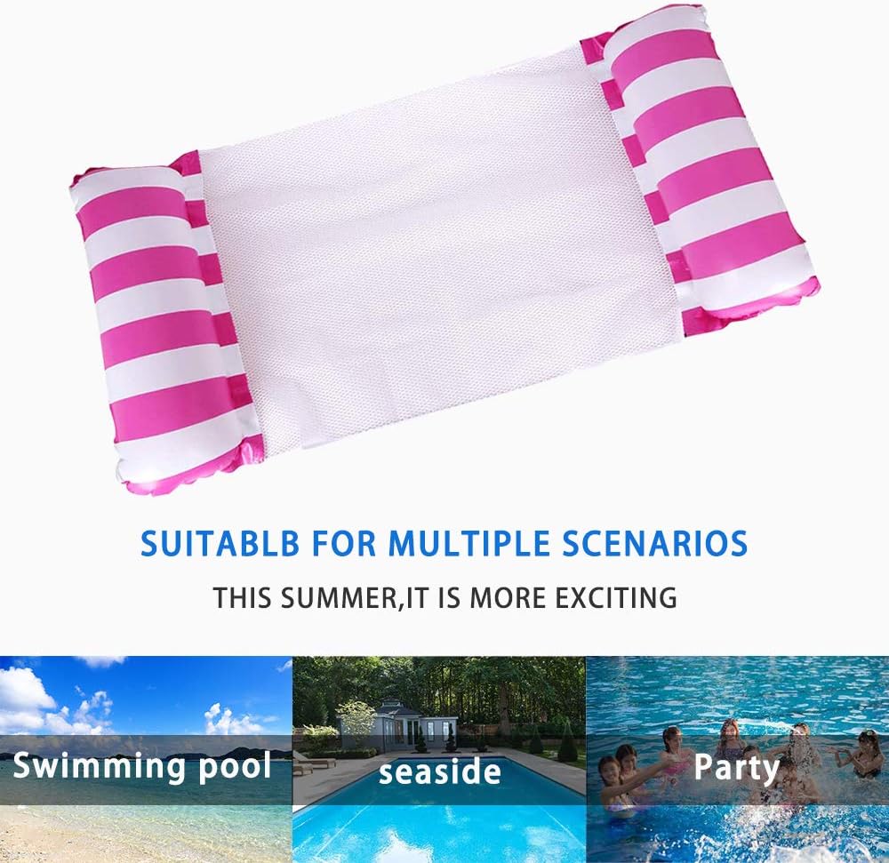 Galleggianti gonfiabili per piscina per adulti, 2 pezzi 4-in-1 Gonfiabili per piscina con amaca gonfiabile multiuso (sella, poltrona, amaca, drifter) Sedia da piscina con pompa d'aria manuale per piscina sulla spiaggia