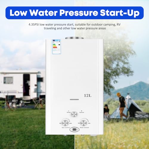 Xverycan Scaldacqua a gas da 12 l, 24 kW, GPL per acqua, propano butano, applicabile, scaldabagno senza serbatoio, per uso domestico, campeggio, roulotte, cabine all'aperto, fienili : Amazon.it: Fai da te