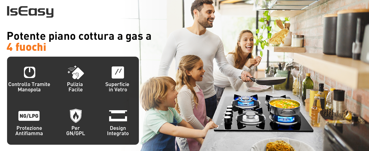 Piano Cottura a Gas 4 fuochi