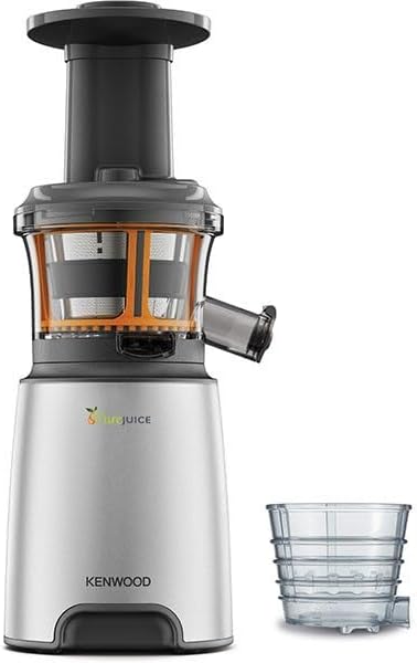 Kenwood JMP601SI PureJuice Estrattore di Succo a Freddo, Centrifuga Slow Juicer con Accessorio Sorbetto, 150 W, 1.3 Litri, Plastica, Argento